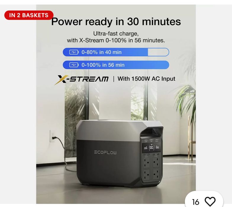 Зарядна станція EcoFlow DELTA 3 Для квартири / котла  В наявності