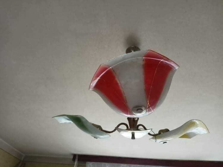 Lampa same trzy klosze PRL ardeco