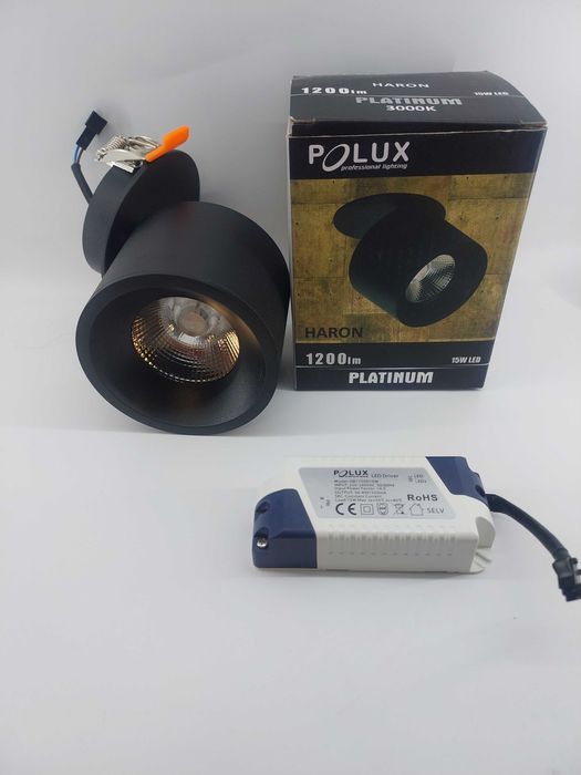 Oczko przegubowe oprawa podtykowa polux haron 15W LED czarna