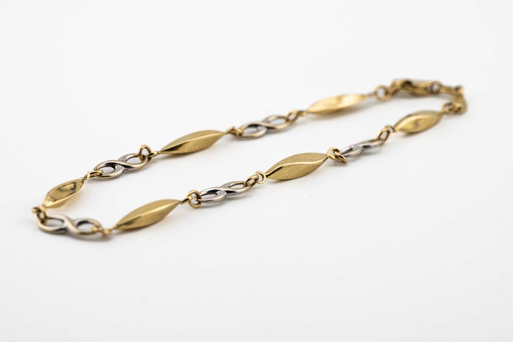 Wspaniała bransoletka z łączonego złota 585 infinity nieskończoność 19 cm