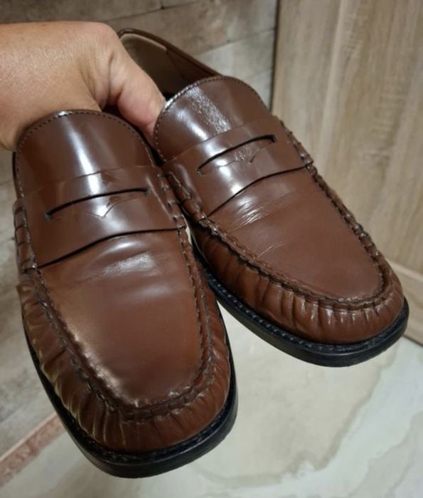Туфли лоферы кожаные Zara