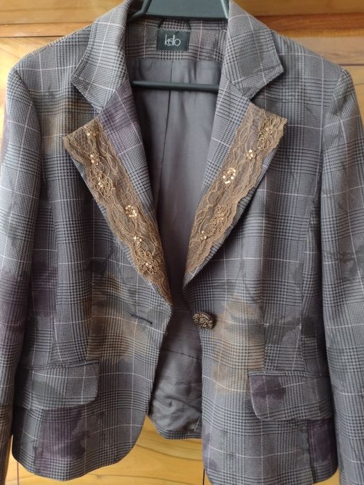 żakiet damski r.44 odcienie fioletu brązu