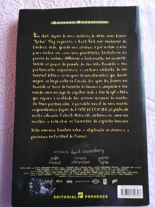 Livro Spider - A Teia da Loucura  do autor Patrick Mc Grath