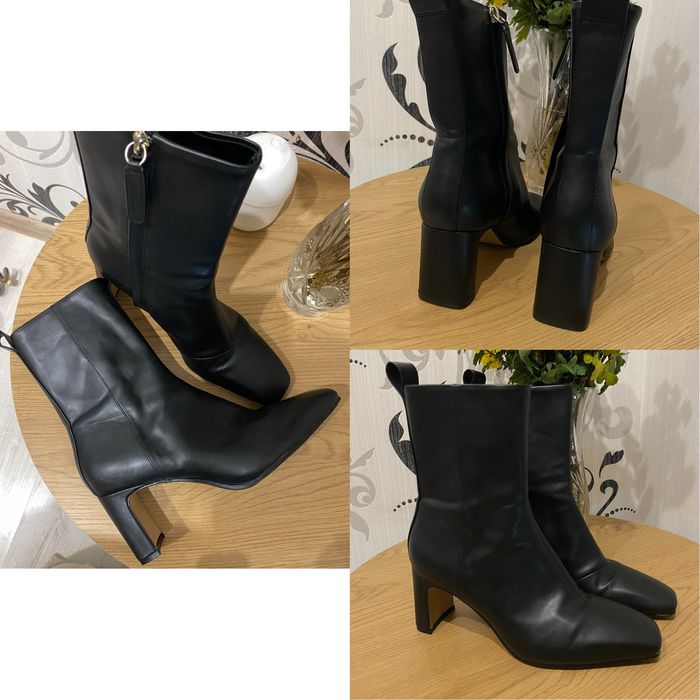 Ботильйони чоботи черевики на підборах з квадратним носиком