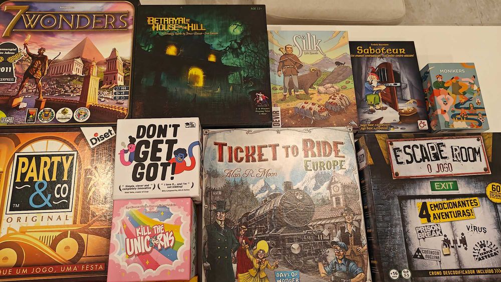 Jogos de Tabuleiro - 7 Wonders, Ticket to Ride, Camel Up e mais