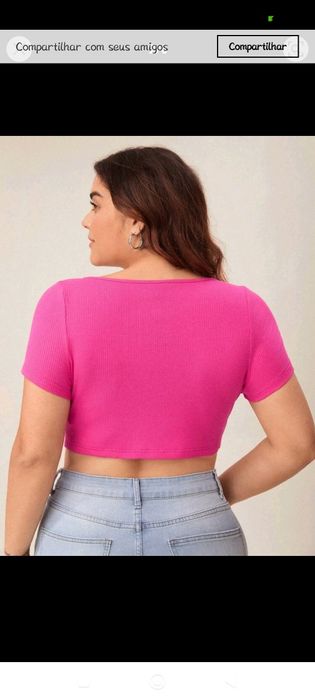 T-shirt cropped top rosa Nova - tamanho 48