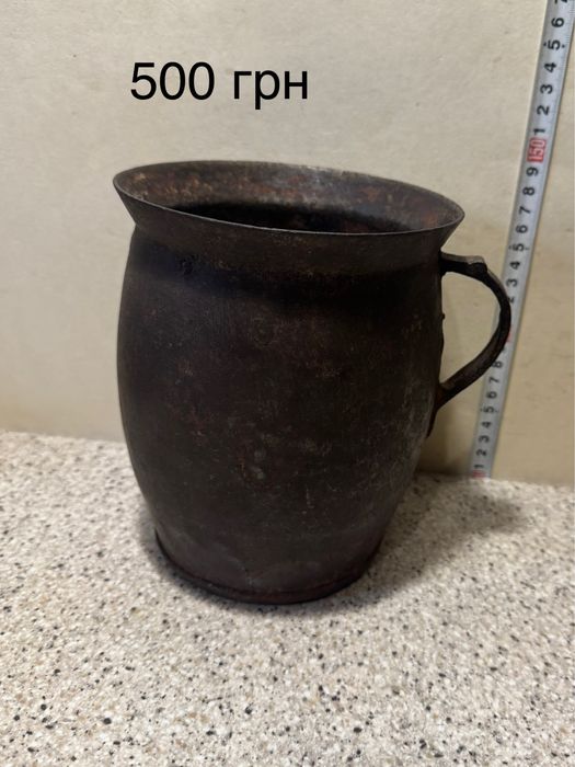 колокол  рында старинный бронзовый . Кувшин чугунный