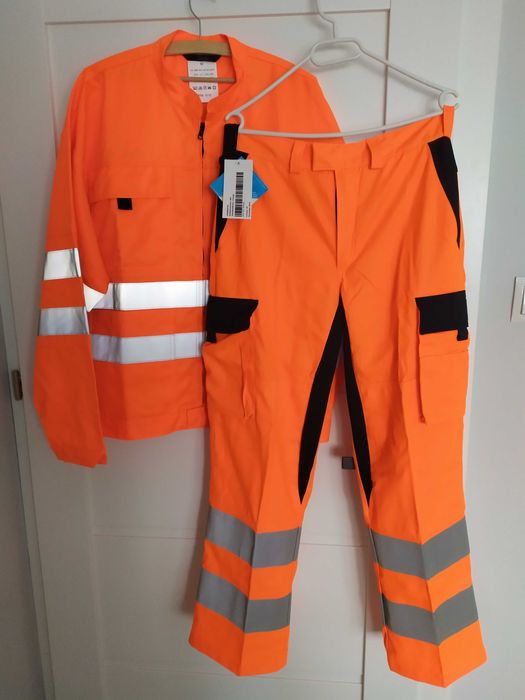 Ubranie robocze odblaskowe spodnie nowe bluza bez metek