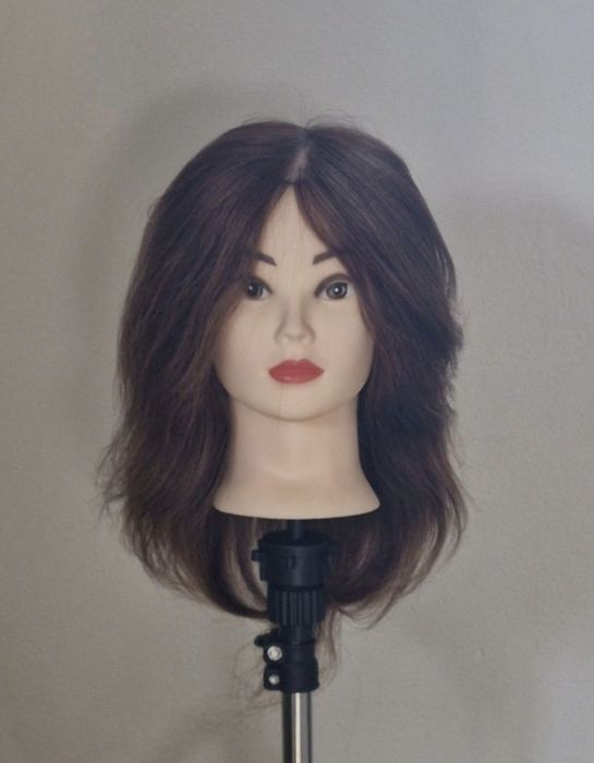 Główka fryzjerska z włosem naturalnym ludzkim 100% Lalka do czesania