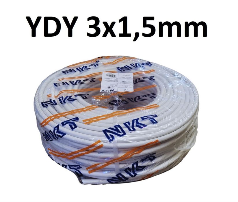 Przewód prądowy YDY 450/750V 3x1,5 okrągły drut NKT