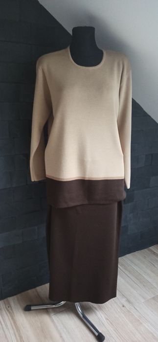 Dzianinowy komplet wełna merynos XL