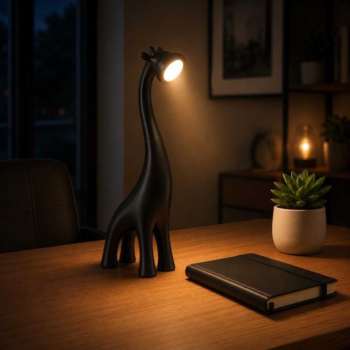 Candeeiro Girafa LED 50cm com Comando – 16 Cores | Gold, Preto ou Branco