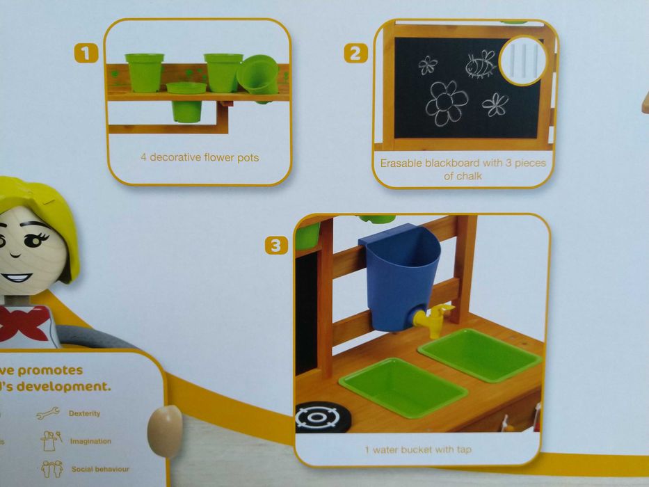 NAJTANIEJ Kuchnia Drewniana Na Zewnątrz Do Zabawy wys.95cm + Akcesoria