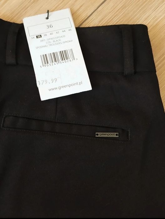 Eleganckie spodnie w kant czarne S 36 do kostek cygaretki