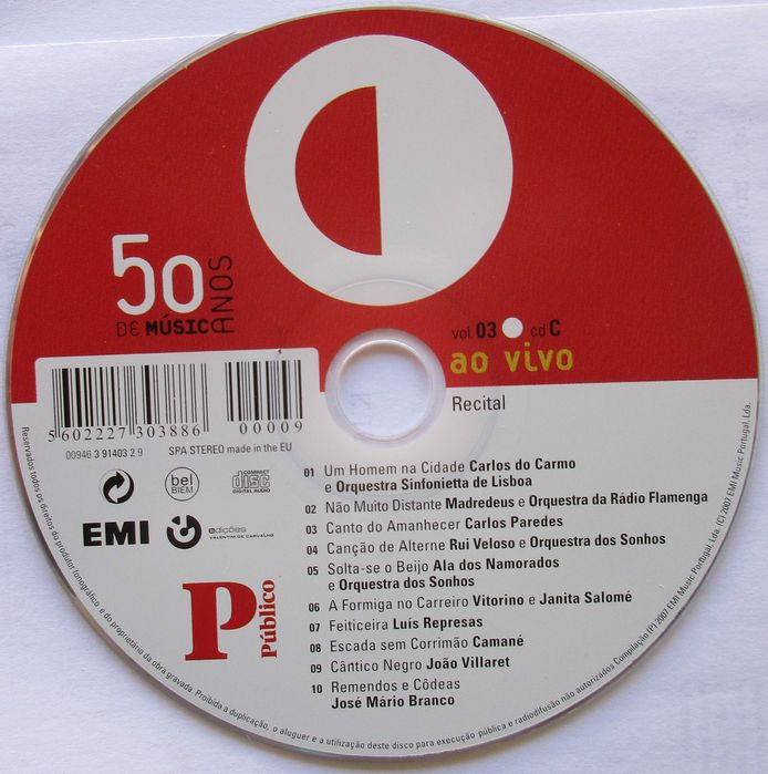 Ao Vivo - - - - - [50 Anos de Música Portuguesa] - - - - - 3 X CD