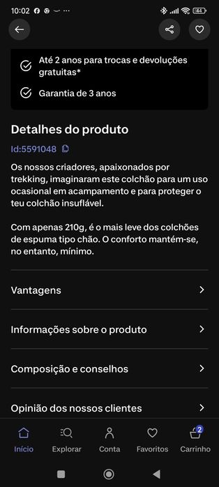 Colchão espuma campismo