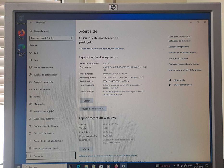 Dell Optiplex 7040, processador i7-6700 3.4GHz, 8GB Ram, 240GB Samsung SSD