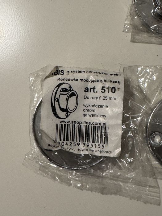 Końcówki mocujące z blokadą do rury fi 25 mm, chrom