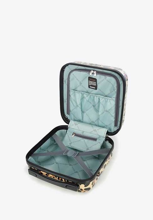 Wittchen Komplet Walizka i kosmetyczka kabinowa z ABS-u beżowo-brązowa