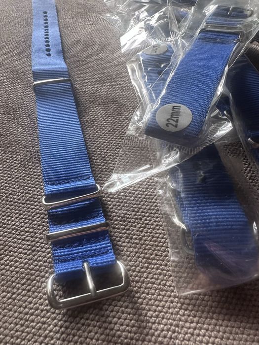 Pasek nato nowy 22mm niebieski srbrna sprzaczka