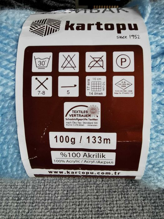 2 x włóczka 100g błękitna i szara