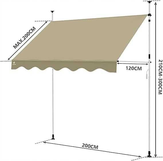 VOUNOT Markiza balkonowa Clamp z korbą ręczną szer. 200 cm #5770