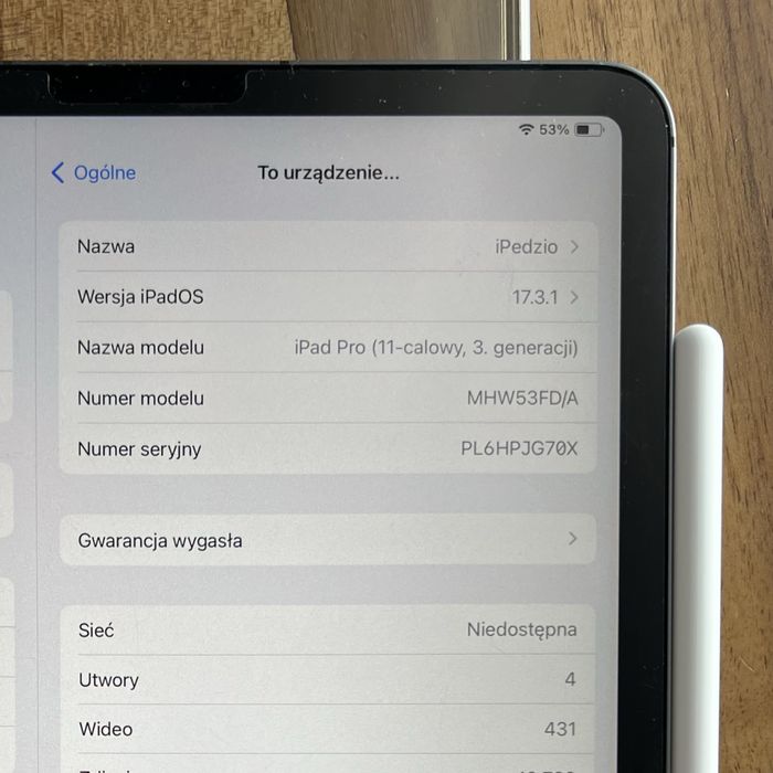 iPad Pro 11 M1 3gen 128GB Wi-Fi + Cellular + Apple Pencil 2 - jak nowy