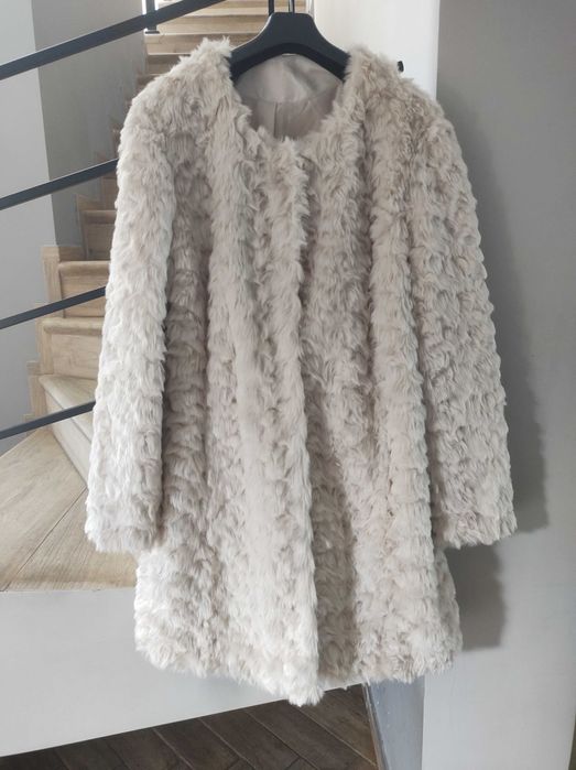 Made in spain Futerko płaszczyk kość słoniowa cynamon oversize