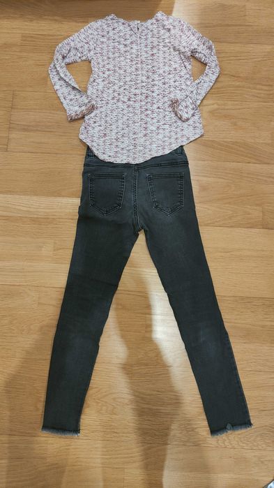 Calças cinza escura e Camisola - Benetton - 7/8 Anos