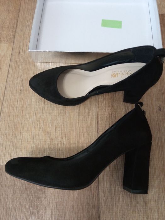 Туфлі натуральна замша та шкіра