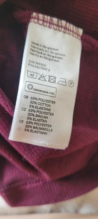 Jagodowy top prążek burgundowy stójka H&M, roz S