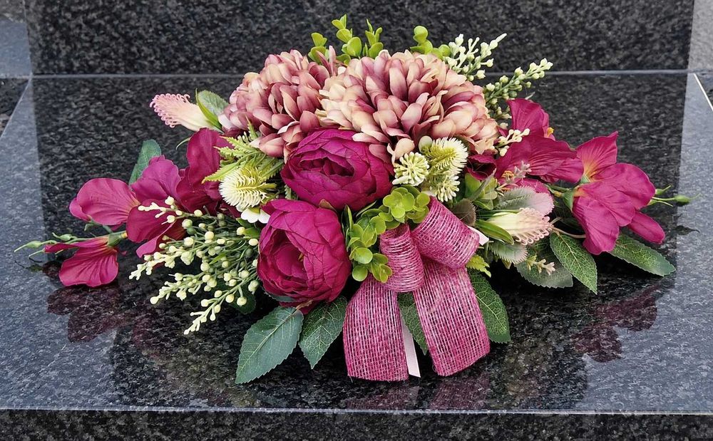 Stroik IKEBANA jesienna kompozycja kwiatowa na grób Z325