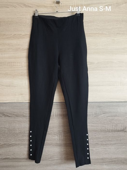 Just Anna porządne legginsy z perełkami S
