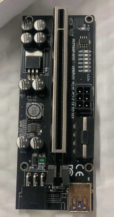Conjunto de 4 risers PCI Express + placa extensora e 4 cabos usb