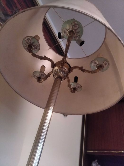 lampa mosiężna z abażurem