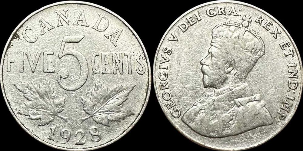 5 Cents - 1928 - Canadá - George V (Boa Data)