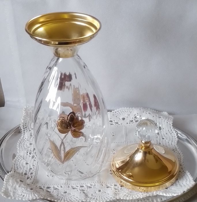 Boleira em vidro e metal dourado