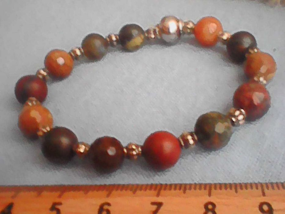 Bransoletka na Gumce Jaspis Ocean+Kamienie Naturalne Multi 8mm-na obwód ręki 15-16cm
