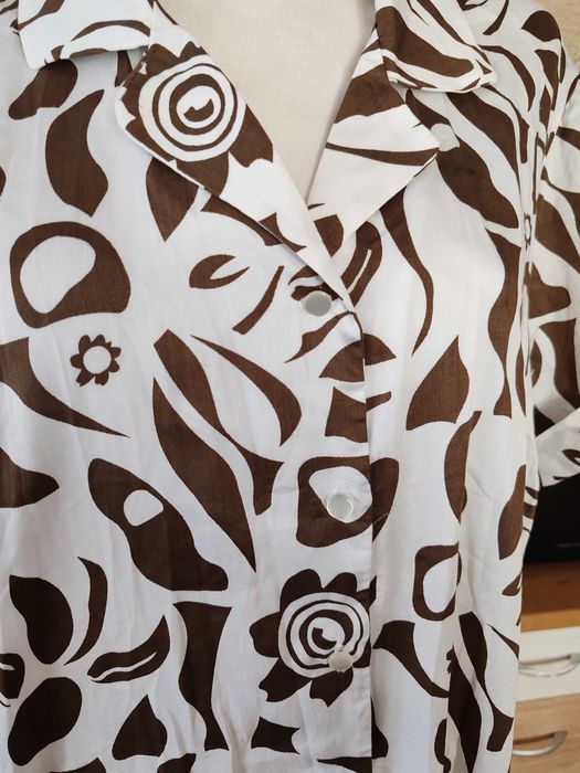 Lekka sukienka koszulowa midi rozmiar ok 48 poliester