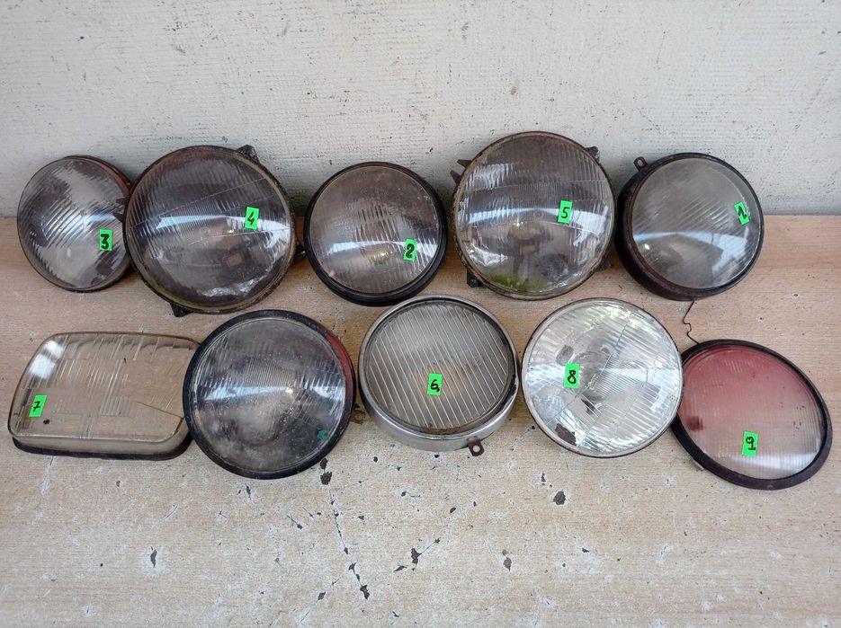 Szkła - lampy - przód - WSK + inne - Piast, Refmet