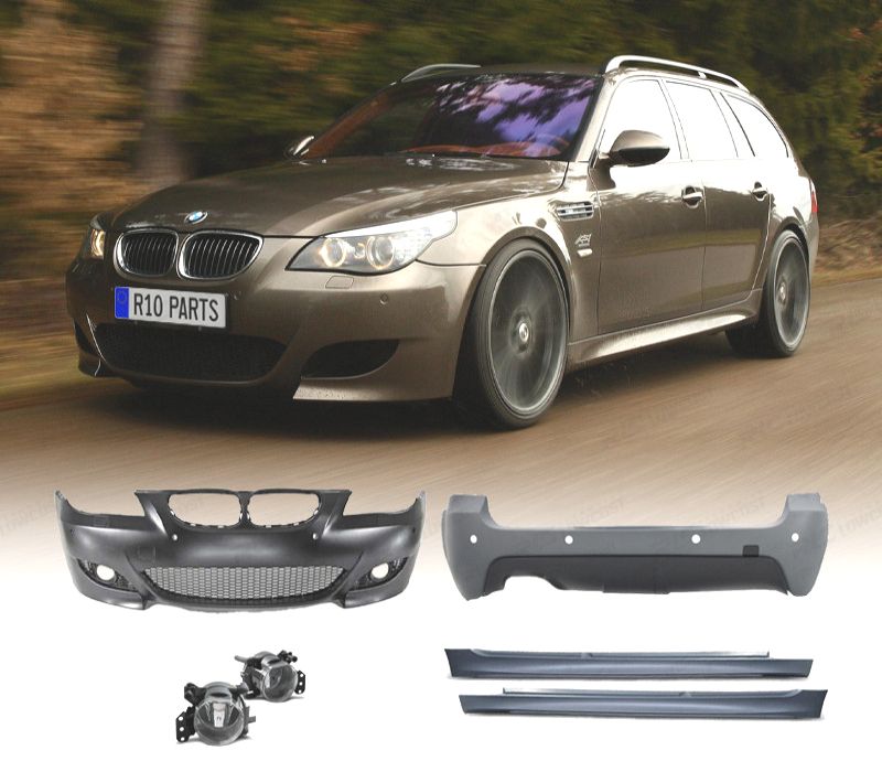 KIT CARROÇARIA BMW E61 TOURING 03-07 LOOK M5 PDC SRA + NEVOEIROS