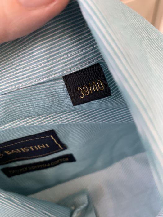 Koszula męska bawełna Batistini 39/40 paski jakość morska turkus