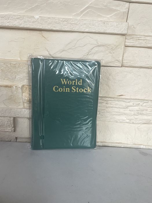 Album na monety 120 kieszonek skórzany etui na monety zielony