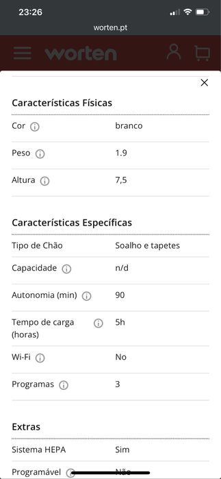 Robô aspirador otimo estado
