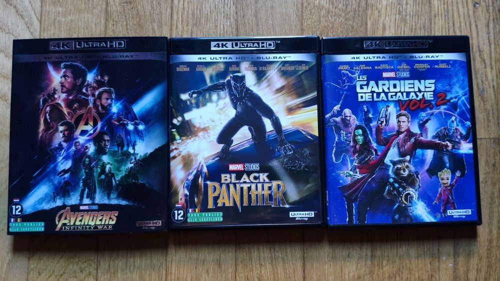 Avengers  Infinity War, Black Panther e Guardians of the Galaxy vol.2 Blu-rays