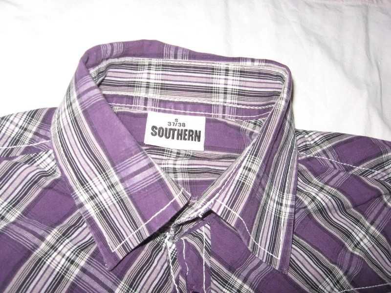 Koszula długi krótki rękaw na lato kratka Modeno S 37 38 Southern