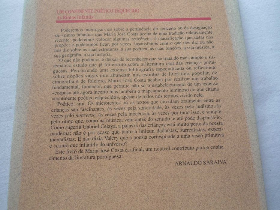 Um Continente Poético Esquecido-As Rimas Infantis de Maria José Costa