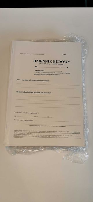 OKAZJA! Dzienniki budowy A4 – 15 szt. komplet (samokopiujące, NOWE)