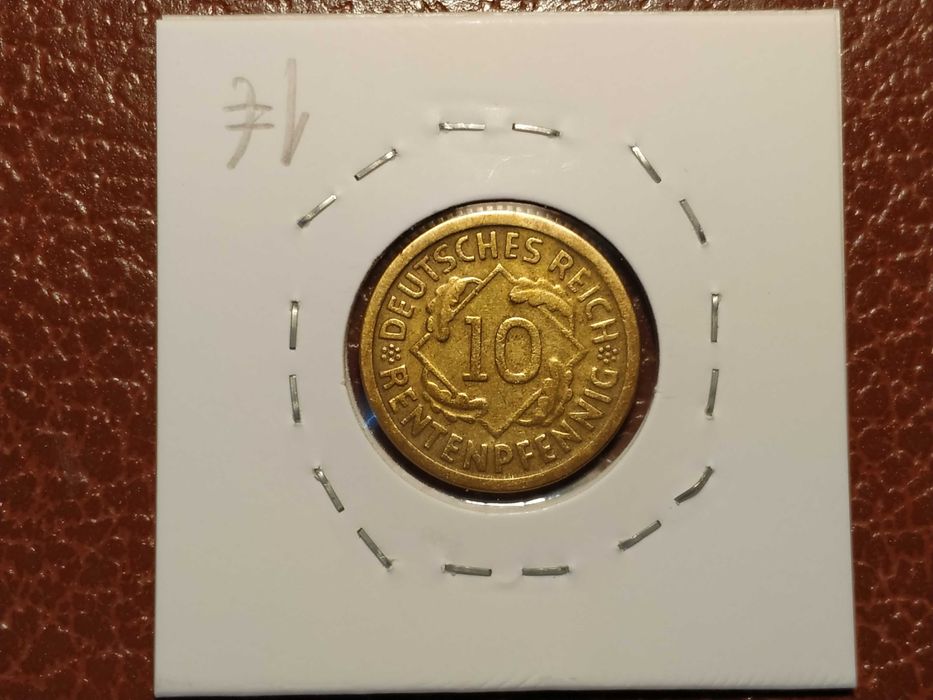 Alemanha - moeda de 10 rentenpfennig de 1924 A (plantas)