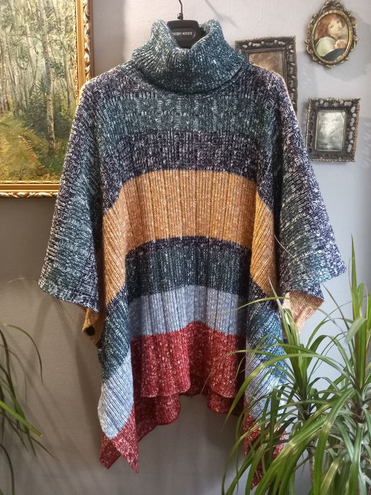 Пончо з бавовни колорблок